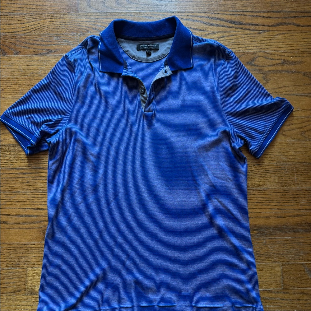 Banana Republic Royal Blue Striped Polo Shirt